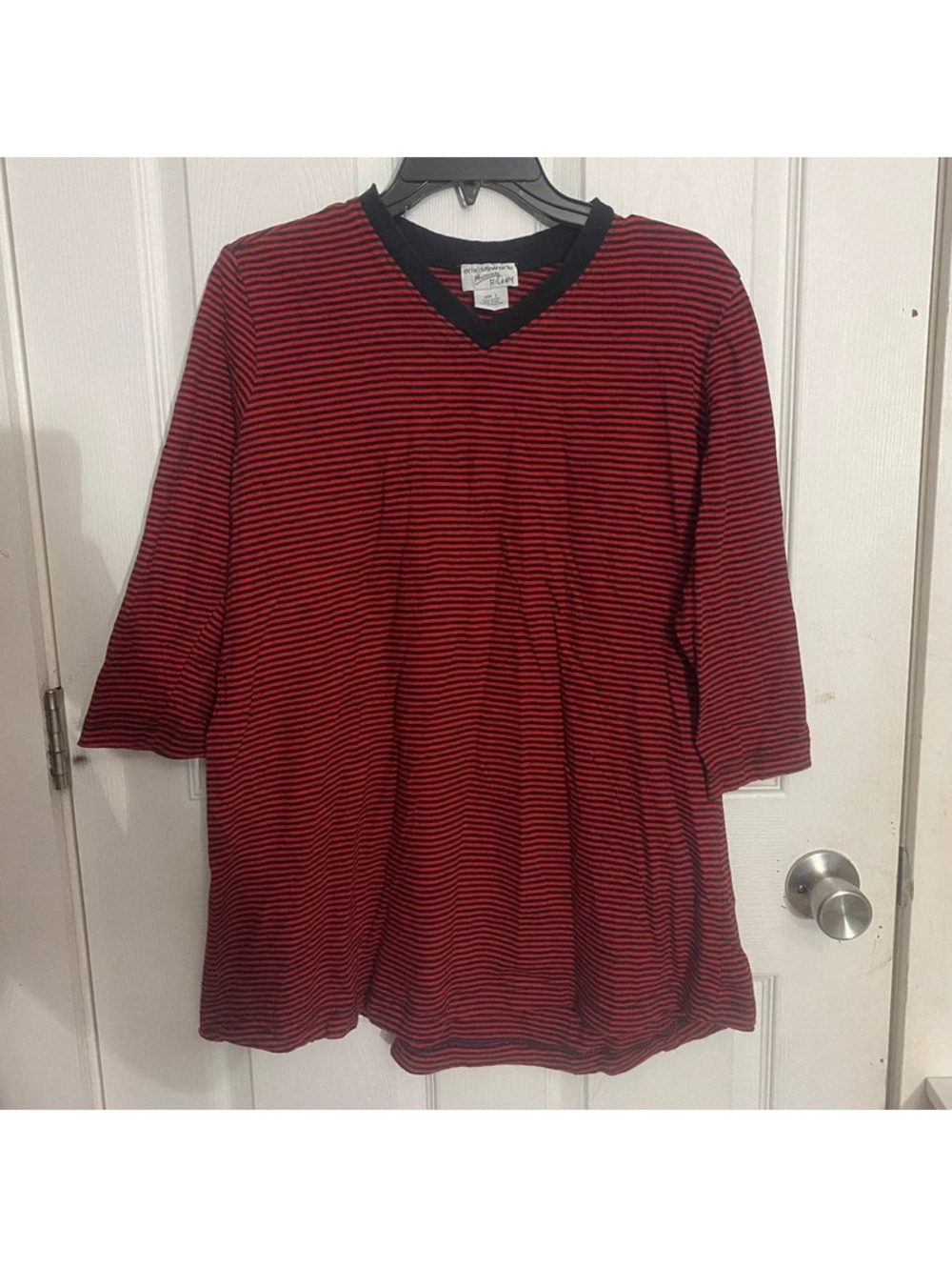 Maternity Red Black Oversized Striped Top Size L